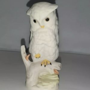 Vintage Cybis White Baby Owl Porcelain Bisque Figu